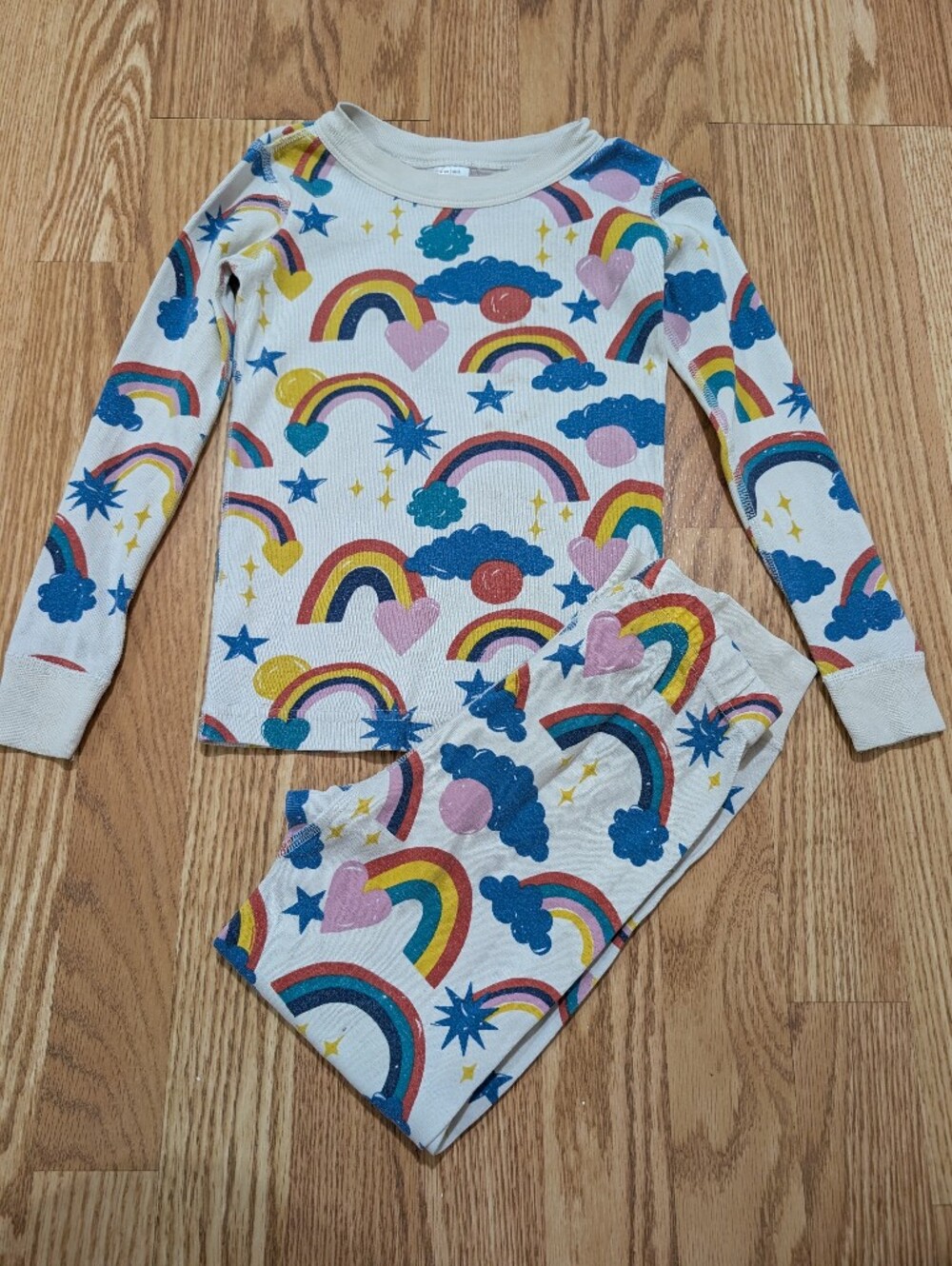 Hanna Andersson Long Sleeve Rainbow & Cloud Print Pajamas 110 5